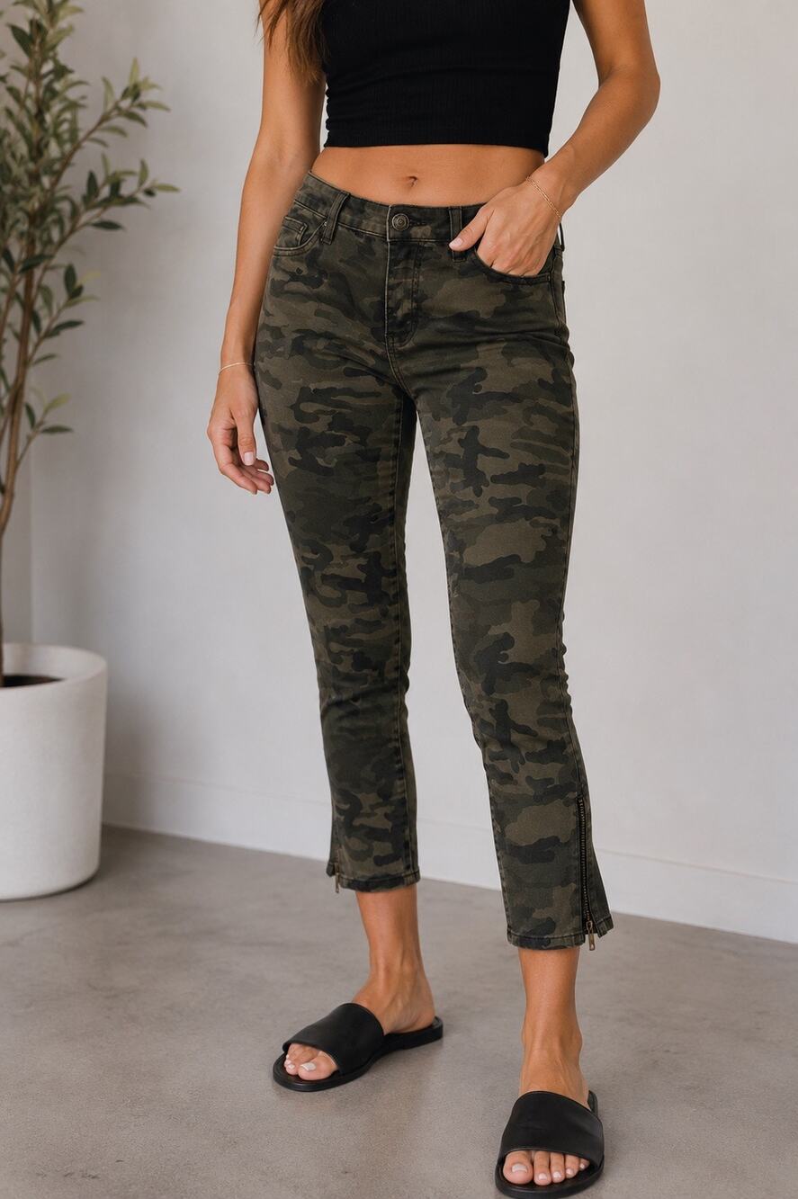 Jeans by Buffalo. Camo skinny ankle grazer jeans with zippered ankles. Sz 30